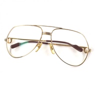 Cartier)復古 Trinity 雙樑眼鏡，飾有品牌標誌金屬配件，金色和酒紅色，尺寸 59□14，130°，配有眼鏡盒，法國製造，男士款，品相極佳。