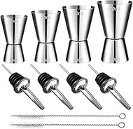 Mexgcom 4 Pieces Cocktail Cup, Stainless Steel Bar Size, 3cl/4cl/5cl/6cl Double Jigger With 4 Output