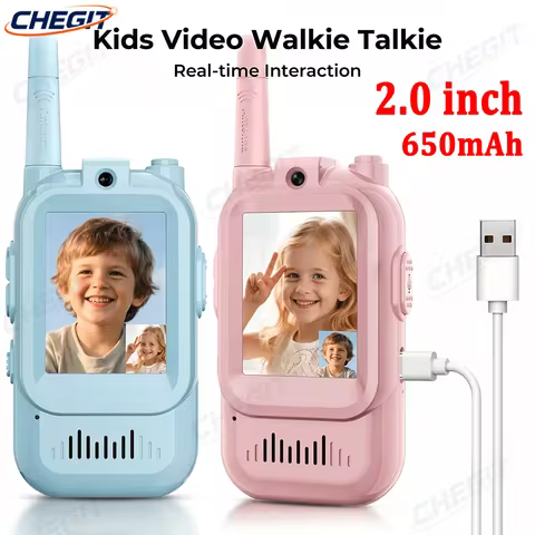 2PCS 2.0inch Screen Walkie Talkies for Kids 650mAH Real-Time Video Voice Changer Chat Christmas Hall