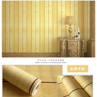 wallpaper dinding motif kayu kuning lis hitam ukuran 45cm x 9-10meter