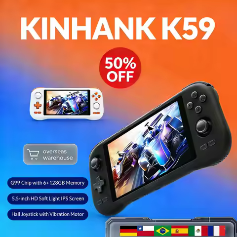KINHANK K59 Handheld Game Console Android14 5.5-inch IPS HD Screen Emulators for PS1/PSP/DC/SS NewK5