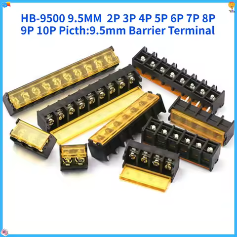 5Pcs HB-9500 9.5MM 2P 3P 4P 5P 6P 7P 8P 9P 10P Picth:9.5mm Barrier Terminal Block Connector with Cov