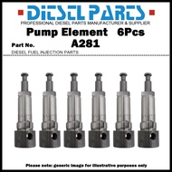 6Pcs Plunger A281 Plunger and Barrel Assembly 131154-3920 for KOMATSU 4D102 6D102 S6D102 S6D102E S4D