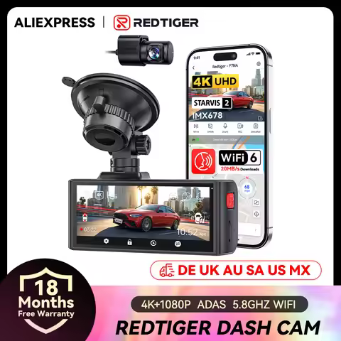 REDTIGER F7NA 4K+1080P Dash Camera Built-in 5.8G WiFi And GPS Dash Cam Triple Control Modes 24Hours 