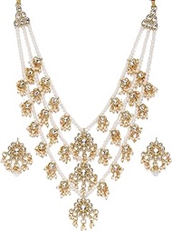 Jewellery Set for Women (Golden) (ZPFK8689), Metal, Kundan