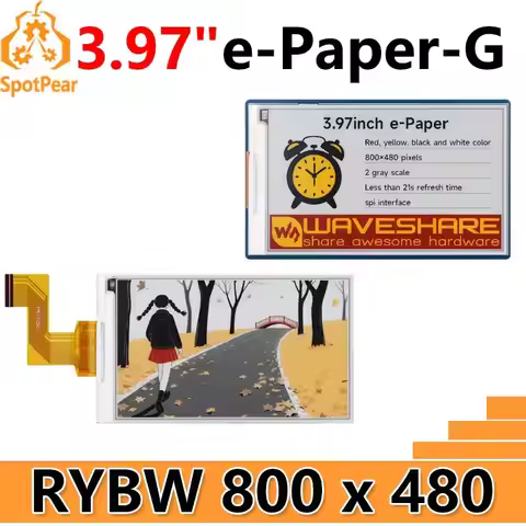 Raspberry Pi 3.97 inch e-Paper link (G) RYBW 800x480 For Arduino / Jetson / STM32 /ESP32 Waveshare 3