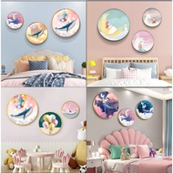 Set of 3 Round Mirror Paintings - Dolphin Patterns to Decorate Living Room, Bedroom, Restaurant, Hou