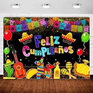Mexican Fiesta Birthday Party Backdrop Decoration Colorful Flag Cinco De Mayo Carnival Photography B