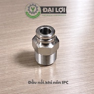 IPC stainless steel pneumatic connector - Straight connection of 1 external thread end, 1 pipe end -