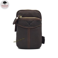 Rush Rider Leather Phone Bag Cowhide Leather Pouch Waist Bag Handphone Bag Sling
