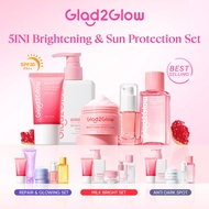 Glad2Glow 5PCS Skincare Set Moisturizer,Sunscreen,Cleanser,Serum,Toner Brightening|Repairing Barrier