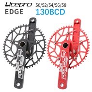 Litepro EDGE 130BCD Crankset for Folding Bike Aluminum Hollow Lightweight Crank 130 Bcd 50 52 54 56 58t Tooth 170mm