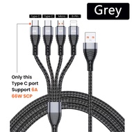 DISOUR Cáp Sạc Siêu Nhanh 6A Mới Cáp Bện Nylon 4 Trong 1 IOS Micro USB Type-C 6A 66W Cho I Phone14 1