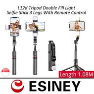 L12d Foldable Wireless Bluetooth Selfie Stick Tripod with Remote Shutter Double Fill Light Aluminum 