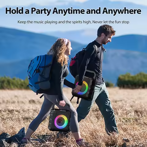 FanFun Wireless Speaker, Portable Bluetooth Speaker with Microphone and LED Light, Karaoke Speaker M