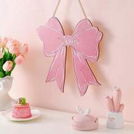 1/2 Pcs, Pink Bow Wooden Hanging Sign, Cute Collegiate Style Wall Decor, Bow Welcome Door Sign, Girl