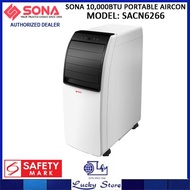 SONA SACN6266 10,000 BTU PORTABLE AIRCON, 5 YEAR WARRANTY ON COMPRESSOR, SACN 6266