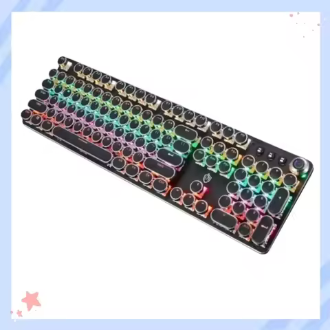 New K820 Retro Punk Knob Light Mechanical Keyboard, RGB Backlit Punk Plated Keycap Keyboard 104 Keys