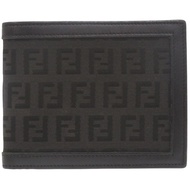 成色極佳的 Fendi Zucca 7M0001 黑色帆布雙折錢包，黑色，0887 [二手] FENDI