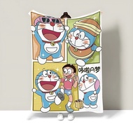 Doraemon Flannel Blanket Children Cartoon Office Shawl Blanket Student Dormitory Nap Blanket Cover L