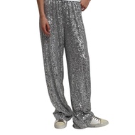 Phụ nữ giản dị quần thắt lưng co giãn Mid-rise thẳng quần legging rộng quần dài xê QUIN lấp lánh đi