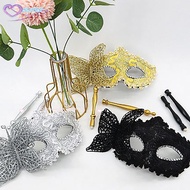 Super Masquerade Mask with Holding Stick, Venetian Half Face Mask for Women