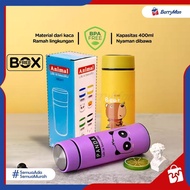 Botol Minum Kaca Warna - Termos Kaca Unik MOTIF ANIMAL 380ml