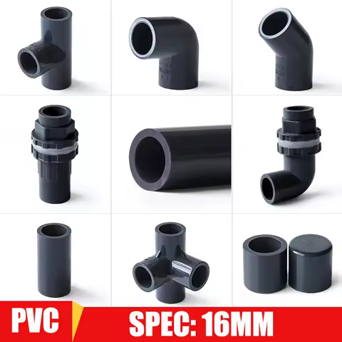 16MM Gray PVC Connector Straight/Elbow/3Ways/4Ways Inner Dia.16mm Aquarium Drain Adapter Water Pipe 