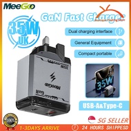 Meegoo GaN Fast Charger 40W UK Plug 2 Ports Charging Power Adapter PD35W+QC3.0 Fast Charger