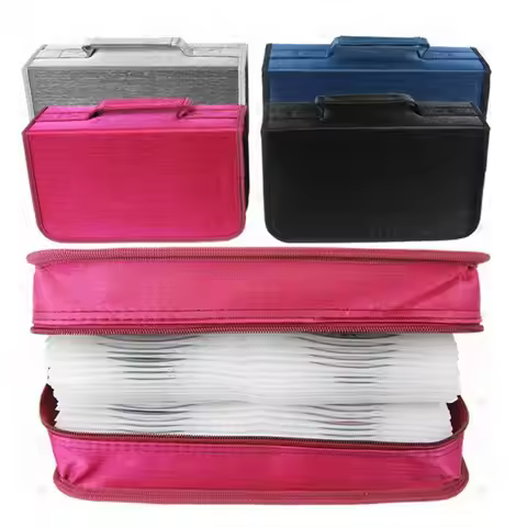 128 Capacity CD DVD Storage Bag Zipper Closure Carry Handle Disc Wallet Organizer for Movies Music G