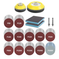 1Set 3Inch Sanding Discs with 2 & 3Inch Backer Pads and Sanding Sponge Sander Aluminum Oxide Sanding