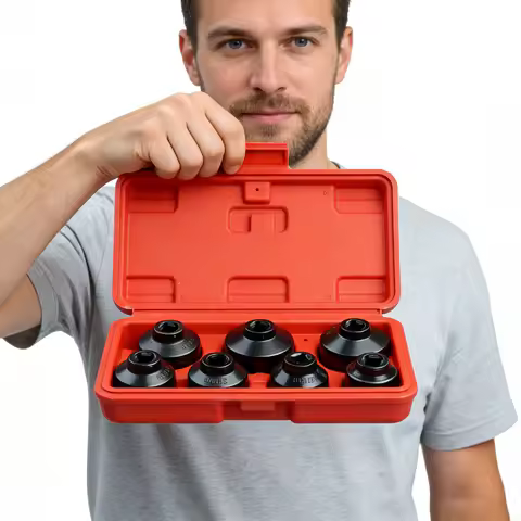 Oil Filter Socket Set Includes 24mm,27mm,29mm,30mm,32mm,36mm,38mm. 7-Piece Oil Filter Wrench Set