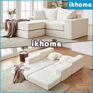 IKHOME Large U-Shape Boneless Sofa, 3-Seater Couch Set Including 2 Ottomans, No Tools Needed