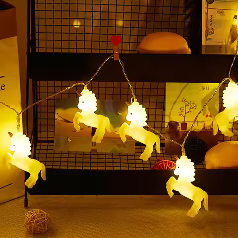 DC4.5V 1.5M 3M LED Unicorn String Lights Battery Case For Indoor Room Birthday Party Wedding Christm