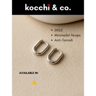 KOCCHI & CO. 💖 | S925 Edge Rectangle Hoop Earrings | Minimalist Huggies Hoops Women Earrings – Silve