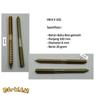 Hanger Bolt M8X100 Hanging Bolt 8X100Mm M8 X 100 Hangerbolt Wall Scrub 100 Pcs