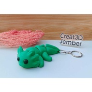 GANTUNGAN Axolotl Keychain Articulated Flexi 3D print SALAMANDER Keychain
