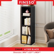 FINSSO Omar 2/3/4 Tier Bookshelf | Book Shelf with Door | DIY Utility Shelf / Cube Book Shelf / Disp
