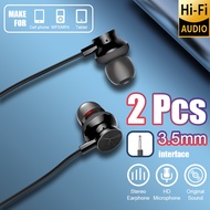 2-piece Set 3.5mm Plug Model Wired In-Ear Headset In-Ear Earbuds Mobile Phone Headset HD Call with Volume Control Suitable for Most 3.5mm Jack Equipment, Clear Bass Stereo Earbud Headset, Very Suitable for Mobile Phones, Computers, Tablets, Games, Karaoke