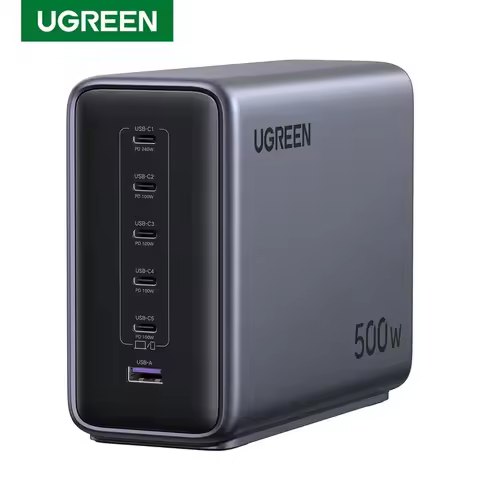 UGREEN Nexode 500W GaN Fast Charging Station 6 Ports USB C & USB A Smart Temperature Control Wall Ch