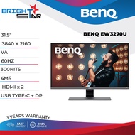 BENQ 32" BENQ EW3270U EYE-CARE MONITOR / 31.5" MVA / 3840x2160@60HZ UHD / 300NITS(HDR 10) / 4MS(GTG)