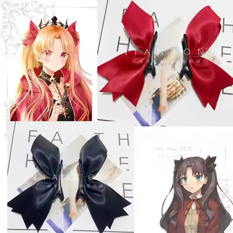 Fate Tohsaka Rin Ereshkigal Cosplay Headwear Headpiece Red Black Hair Pin Hair Clip bow headdress ac