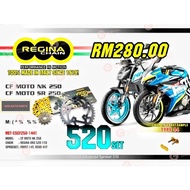 SPROCKET SET (14T & 41T -520) + CHAIN 520 - CFMOTO - CF 250NK/ 250SR (100% ORIGINAL REGINA CHAIN FRO