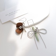 Naomi 原創設計 手工軟陶 幾何線條 蝴蝶結 純銀耳針耳環