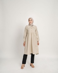 Lieza Long Tunik Atasan Polos Katun Linen Rami Atasan Linen Wanita