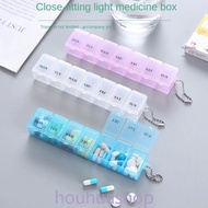 One week pill box plastic storage pill box storage medicine Weekly pill box with chain container Portable 7-color tablet storage container