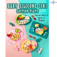 Baby Silicone Suction Plate Dinnerware Kid Children Cute Cartoon Dinosaur Infant Eating Training Com