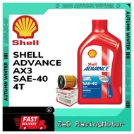 SHELL ADVANCE AX3 SAE-40 4T MINERAL ACTIVE CLEANSING TECHNOLOGY MINYAK MOTOR ENGINE OIL