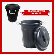 Black Fibre Garbage Dustbin Handle With Cover/Tong Sampah Hitam/Black Garbage Bin/ Tong Air