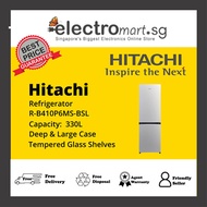 Hitachi R-B410P6MS-BSL (Nett 330L) 2-Door Bottom Freezer Refrigerator